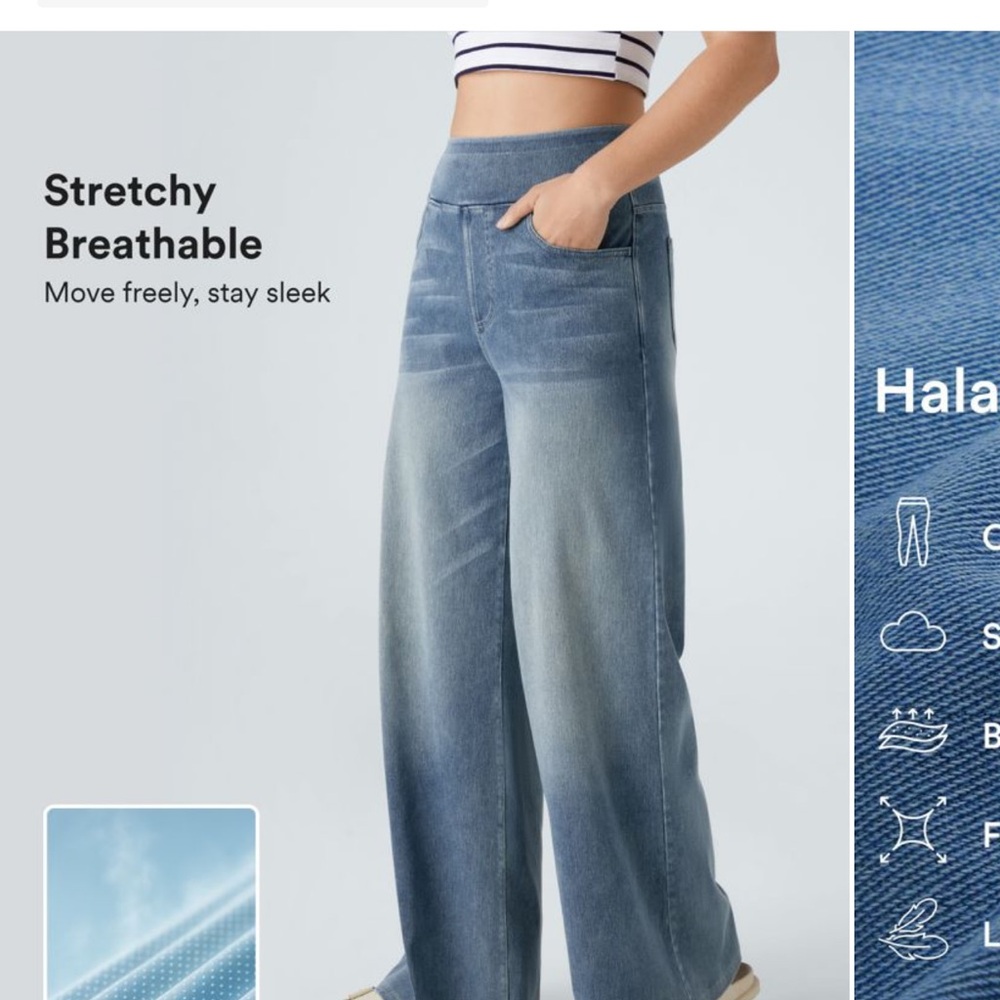 HALARA Blue Flare Wide-Leg Jeans Stretchy Denim Small (tall inseam)